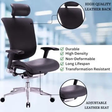 GM Seating Dreem Ergonomic Leather Office Chair for Comfort