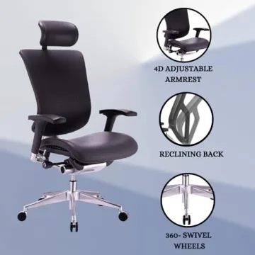 GM Seating Dreem Ergonomic Leather Office Chair for Comfort
