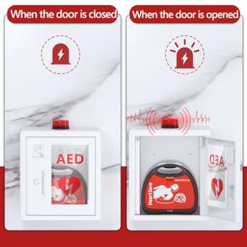NLShan AED Cabinet fits All Cardiac Science, Zoll, AED Defibrillator, Physio-Control AED Defibrillator Wall Mounted Storage Cabinet for Emergency at Home, Office and Nursing Home
