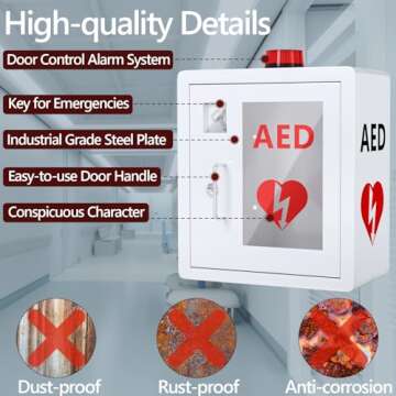NLShan AED Cabinet fits All Cardiac Science, Zoll, AED Defibrillator, Physio-Control AED Defibrillator Wall Mounted Storage Cabinet for Emergency at Home, Office and Nursing Home