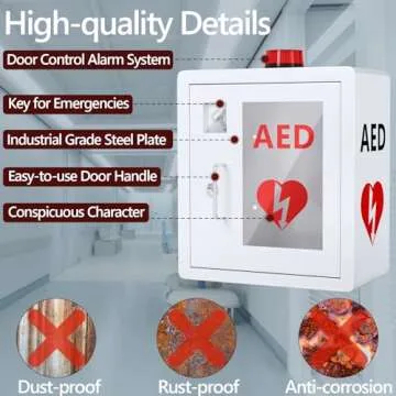 NLShan AED Cabinet fits All Cardiac Science, Zoll, AED Defibrillator, Physio-Control AED Defibrillator Wall Mounted Storage Cabinet for Emergency at Home, Office and Nursing Home