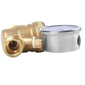 AECOJOY Water Pressure Regulator Brass Lead Free, NH Thread for RV, Adjustable Plumbing with 160 PSI Guage