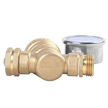 AECOJOY Water Pressure Regulator Brass Lead Free, NH Thread for RV, Adjustable Plumbing with 160 PSI Guage