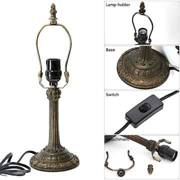 wecrejoni Tiffany Lamp Stained Glass Table Lamp 8X8X14 Inches Desk Reading Light Decor Beside Bedroom Living Room Home (H-1055- Cherry Blossom)