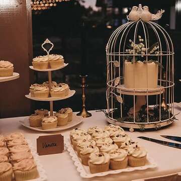 10 Pcs Cake Stand White Plastic Dessert Table Stand Set 4 Pcs 3 Tired Cupcake Display Stands Cookie Tray Rack Serving Tray Cake Display Tower and 6 Pcs Dessert Trays for Wedding Baby Shower Tea Party