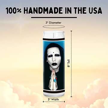 Marilyn Celebrity Prayer Candle - Saint Candle - 8 inch Glass Prayer Culture Votive - Handmade in USA - Funny Celeb Rock Death Metal Goth Gift