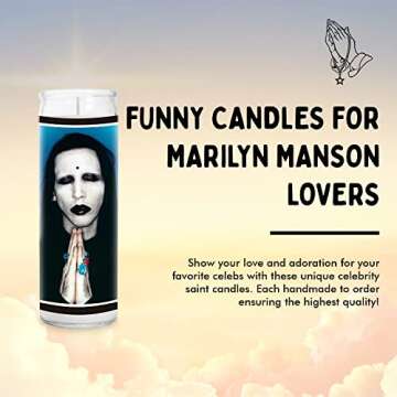 Marilyn Celebrity Prayer Candle - Saint Candle - 8 inch Glass Prayer Culture Votive - Handmade in USA - Funny Celeb Rock Death Metal Goth Gift