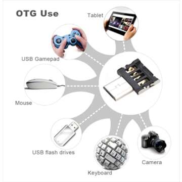 chenyang 5 Pack Micro USB OTG Adapter Micro USB Male to USB 2.0 Female Ultra Mini Size Connector Ada...