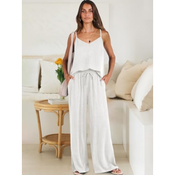 Stylish ANRABESS Women’s 2 Piece Linen Lounge Set