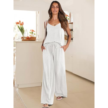 Stylish ANRABESS Women’s 2 Piece Linen Lounge Set