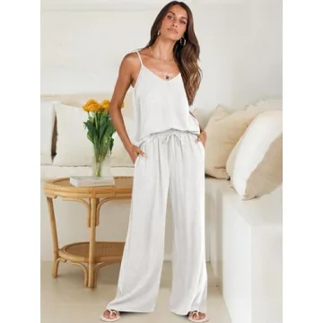 Stylish ANRABESS Women’s 2 Piece Linen Lounge Set