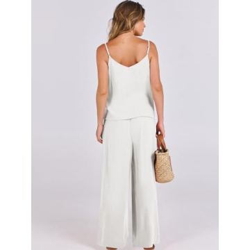 Stylish ANRABESS Women’s 2 Piece Linen Lounge Set