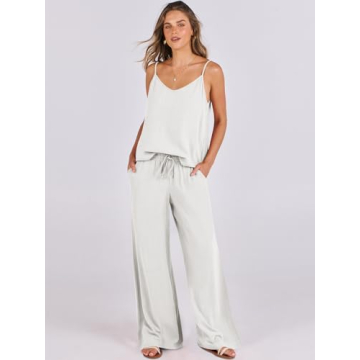 Stylish ANRABESS Women’s 2 Piece Linen Lounge Set