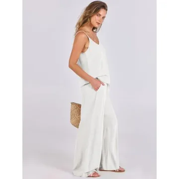 Stylish ANRABESS Women’s 2 Piece Linen Lounge Set