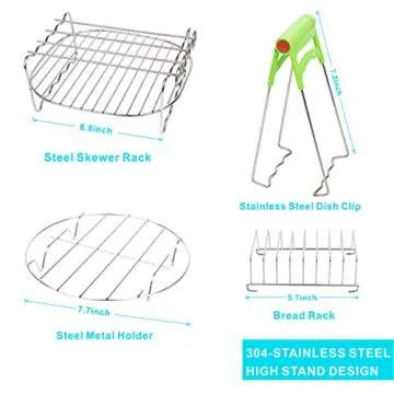 Air Fryer Accessories 10 Set for COSORI Gowise Phillips NINJA Cozyna Airfryer Most 3.7Qt and Larger Oven,with 7 Inch Cake Barrel, Pizza Pan, Cupcake Pan, Oven Mitts, Skewer Rack.