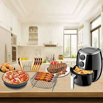 Air Fryer Accessories 10 Set for COSORI Gowise Phillips NINJA Cozyna Airfryer Most 3.7Qt and Larger Oven,with 7 Inch Cake Barrel, Pizza Pan, Cupcake Pan, Oven Mitts, Skewer Rack.