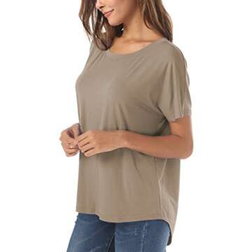Light Coffee Oversized Tshirt Women Summer Short Sleeve High Low Loose Oversized Basic Tops T Shirt ...