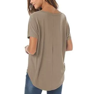 Light Coffee Oversized Tshirt Women Summer Short Sleeve High Low Loose Oversized Basic Tops T Shirt Light Coffee Medium