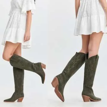 Stylish iiimmu Knee High Cowboy Boots for Women