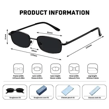 Fozono Rectangle Sunglasses - Retro 90s Style Women
