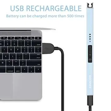 RAYONNER Electric Candle Lighter Rechargeable Lighters Plasma Arc Windproof & Flameless USB Rechargeable with Safety Switch (1Pack, Sierra Blue)