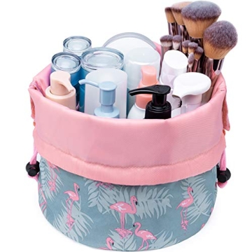 Barrel Drawstring Makeup Bag Travel Cosmetic Bag Large Toiletry Organizer Waterproof for Women