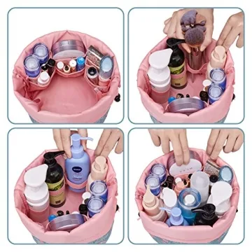 Stylish Barrel Drawstring Makeup Bag for Travel & Organization
