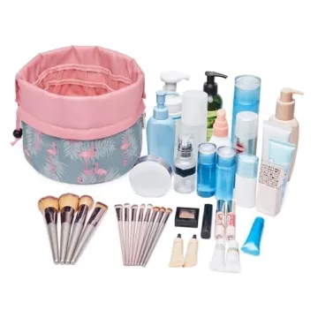 Stylish Barrel Drawstring Makeup Bag for Travel & Organization