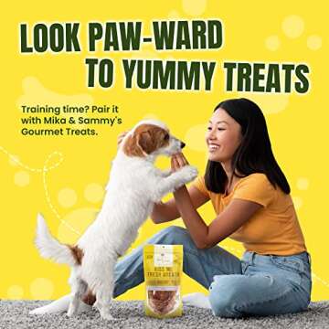Gourmet Jerky Dog Treats - Natural Dog Treat Chicken Jerky for Dogs, Nutritious and Tasty Dog Jerky Treats Made in USA only, Cage-Free Chicken, No Additives (Mika & Sammy's Kiss Me Fresh Breath 5 oz)