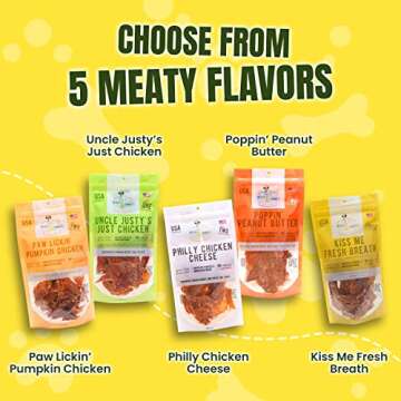 Gourmet Jerky Dog Treats - Natural Dog Treat Chicken Jerky for Dogs, Nutritious and Tasty Dog Jerky Treats Made in USA only, Cage-Free Chicken, No Additives (Mika & Sammy's Kiss Me Fresh Breath 5 oz)