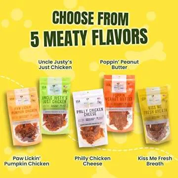 Gourmet Jerky Dog Treats - Natural Dog Treat Chicken Jerky for Dogs, Nutritious and Tasty Dog Jerky Treats Made in USA only, Cage-Free Chicken, No Additives (Mika & Sammy's Kiss Me Fresh Breath 5 oz)