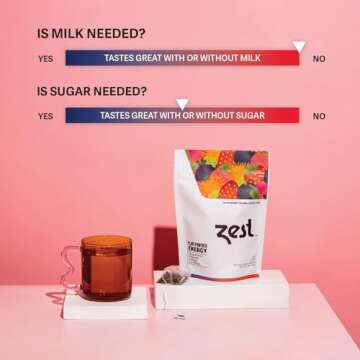 Zest 135mg High Caffeine Energy Leaf Blend - Superberry Samba Green Tea - 20 Pack Bag - Hot or Iced - All Natural Strong Flavored Healthy Coffee Highly Caffeinated Substitute - Perfect for Keto Diet