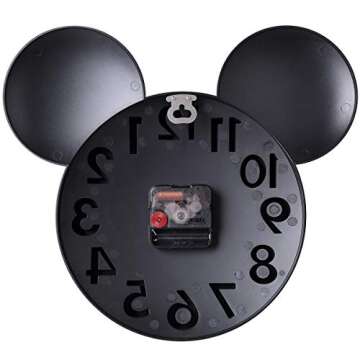 MEIDI CLOCK Modern Design Mickey Mouse Big Digit 3D Wall Clock Home Decor Decoration - Black