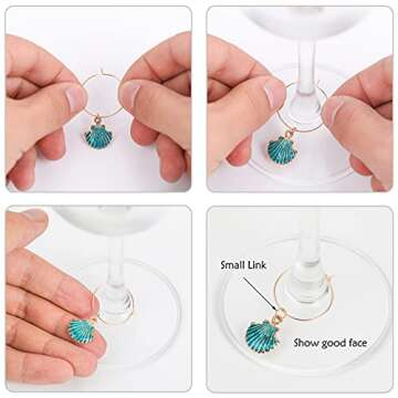 Wine Glass Charms Wine Charms for Stem Glasses Wine Glass Markers Wine Glass Identifier Charms Drink Charms Wine Glass Tags for Christmas Wine Party Decorations Summer Beach Themed Set of 18