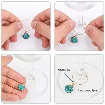 Wine Glass Charms Wine Charms for Stem Glasses Wine Glass Markers Wine Glass Identifier Charms Drink Charms Wine Glass Tags for Christmas Wine Party Decorations Summer Beach Themed Set of 18
