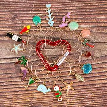Wine Glass Charms Wine Charms for Stem Glasses Wine Glass Markers Wine Glass Identifier Charms Drink Charms Wine Glass Tags for Christmas Wine Party Decorations Summer Beach Themed Set of 18