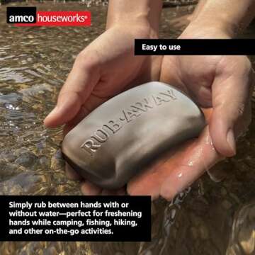 Amco Rub Away Bar, Stainless Steel Odor Absorber (4" x 2.25") - Dishwasher Safe Kitchen & Outdoor Essential for Garlic, Onion, Fishing, Hiking Odors - Natural Odor Remover (Pack of 2)