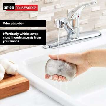 Amco Rub Away Bar, Stainless Steel Odor Absorber (4" x 2.25") - Dishwasher Safe Kitchen & Outdoor Essential for Garlic, Onion, Fishing, Hiking Odors - Natural Odor Remover (Pack of 2)