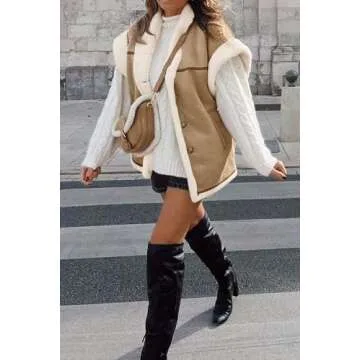 Cicy Bell Womens Suede Sherpa Vest for Cozy Style
