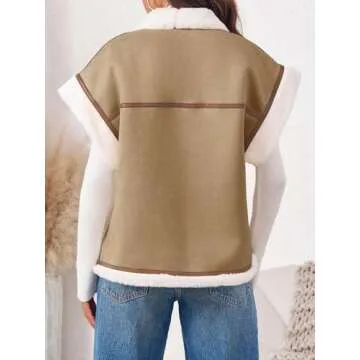 Cicy Bell Womens Suede Sherpa Vest for Cozy Style