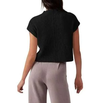 Langwyqu Sleeveless Knit Sweater Vest for Women in Black