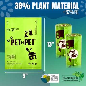 Pet N Pet 720 Counts, Unscented Dog Poop Bags Rolls, 38% Plant Based & 62% PE Poop Bags For Dogs wit...