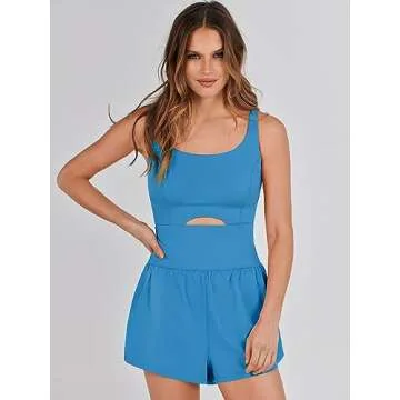 ANRABESS Women Rompers Running Exercise Workout Set One Piece Jumpsuits Gym Yoga Outfits 2025 Summer...