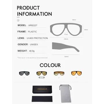 HERJOUR Oversized Retro Aviator Sunglasses Womens Mens 70s Classic Vintage Sun Glasses AR82227