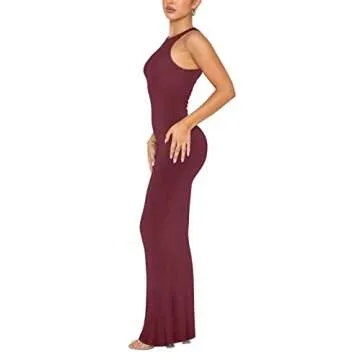REORIA Women's Summer Sexy Casual Lounge Tank Long Dress Elegant Wedding Guest Sleeveless Halter Nec...