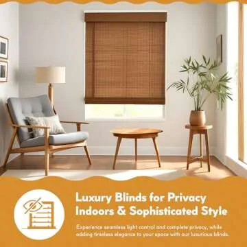 Radiance Cordless Bamboo Roman Shades for Windows - Flatstick Bamboo Blinds for Semi-Private Light Control - Easy to Lift & Fold Up Window Shades - Cocoa - 30 in. W x 64 in. L - (2216306E)