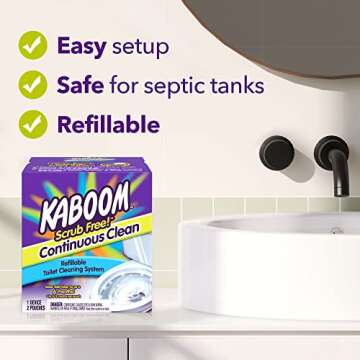 Kaboom Scrub Free! Toilet Bowl Cleaner System with 2 Refills
