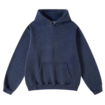 Dnzzs Womens Oversized Acid Wash Hoodie - Trendy Heavyweight Vintage Sweatshirt in Royal Blue