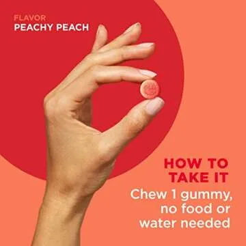 OLLY Probiotic + Prebiotic Gummy, Digestive Support and Gut Health, 500 Million CFUs, Fiber, Adult Chewable Supplement, Peach, Case Pack