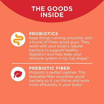 OLLY Probiotic + Prebiotic Gummy, Digestive Support and Gut Health, 500 Million CFUs, Fiber, Adult Chewable Supplement, Peach, Case Pack